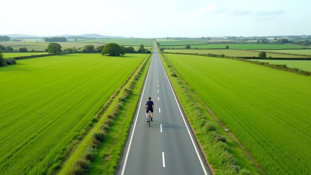 Wide view of the Old Kenmare Road greenway stretching into the distance with smooth pavement and countryside scenery
