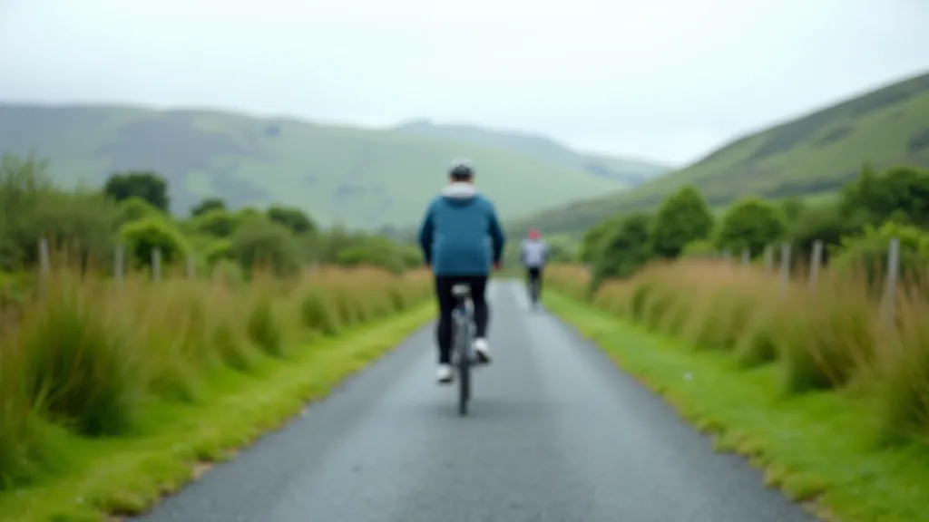 Scenic cycling path along Old Kenmare Road with lush green countryside and flat terrain perfect for seniors